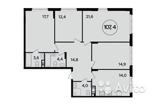 4-к квартира, 107.4 м², 4/16 эт. в Москве. Фото 1