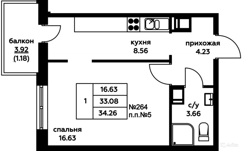 1-к квартира, 34.3 м², 2/8 эт. в Москве. Фото 1