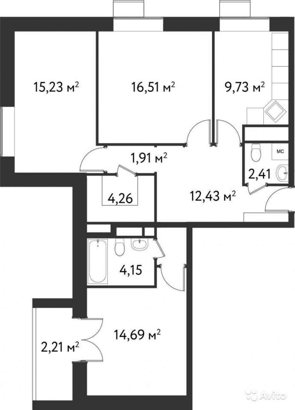 3-к квартира, 83.5 м², 12/12 эт. в Москве. Фото 1