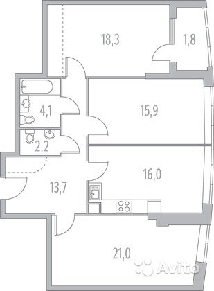 3-к квартира, 94.2 м², 31/38 эт. в Москве. Фото 1