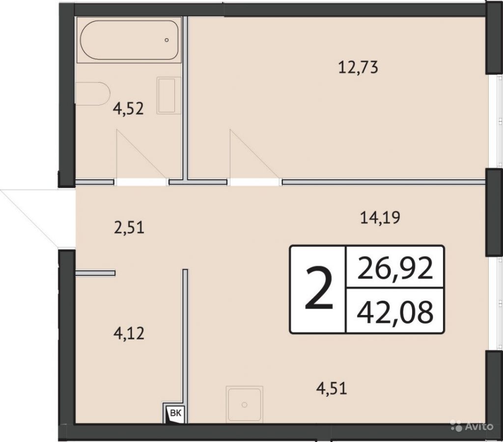 1-к квартира, 42 м², 17/22 эт. в Москве. Фото 1