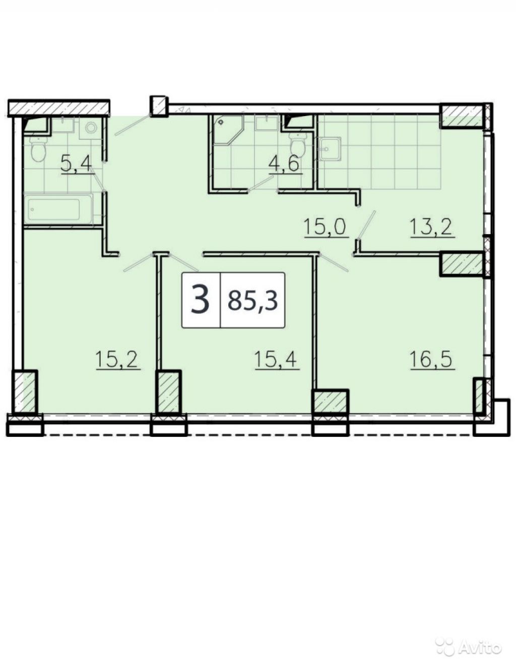 3-к квартира, 85 м², 3/52 эт. в Москве. Фото 1