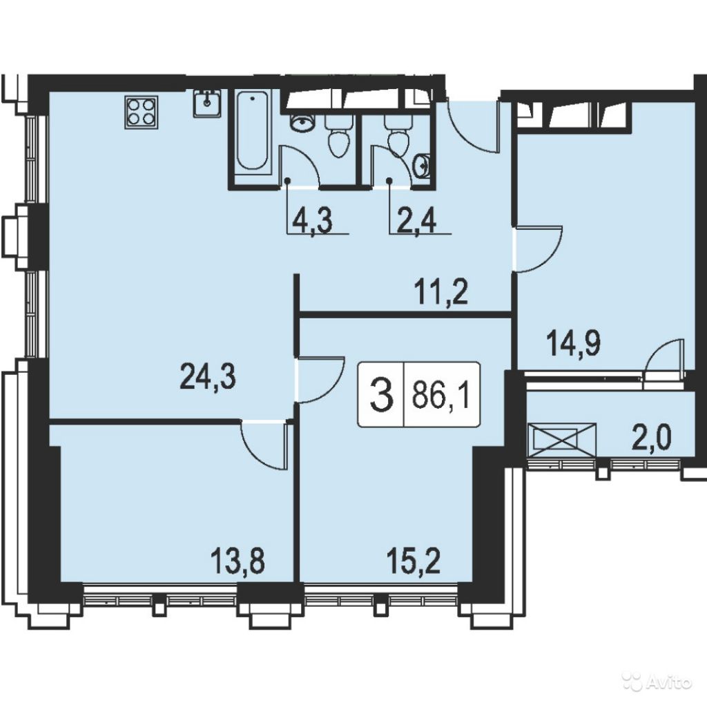 3-к квартира, 88 м², 31/38 эт. в Москве. Фото 1