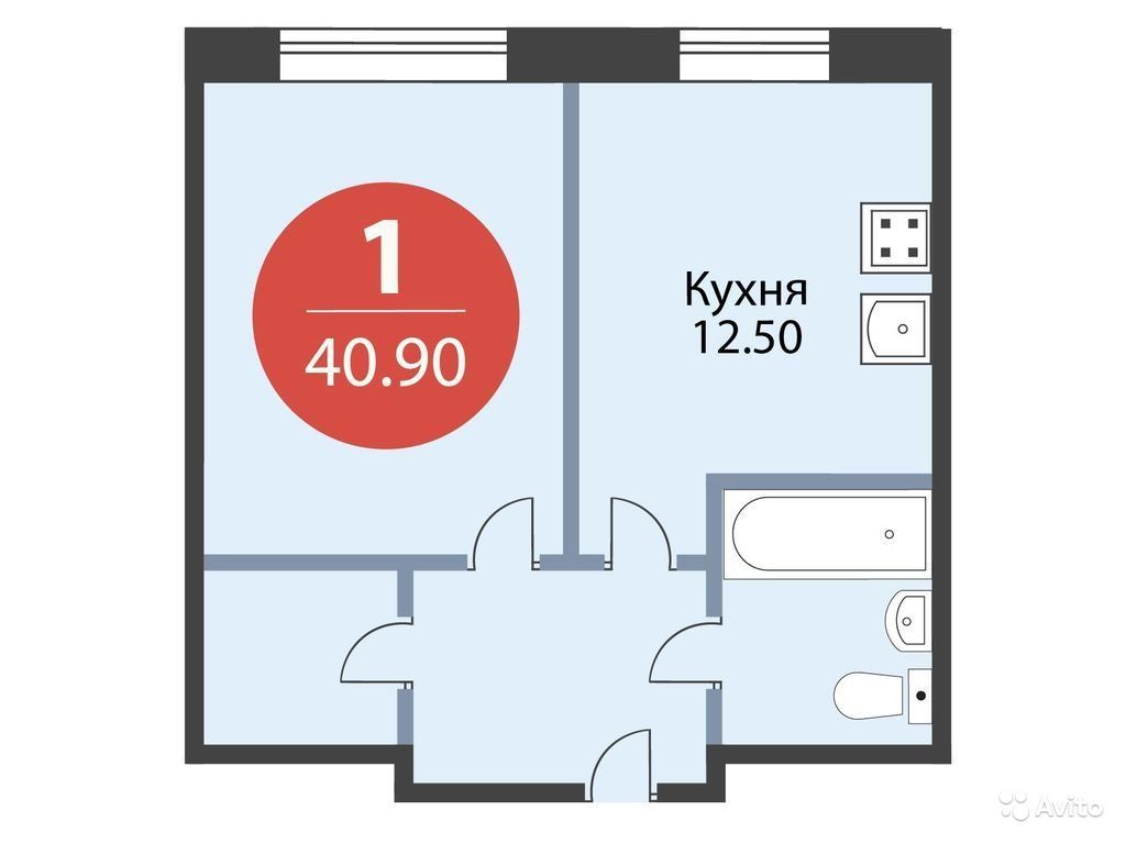 1-к квартира, 40.9 м², 2/23 эт. в Москве. Фото 1