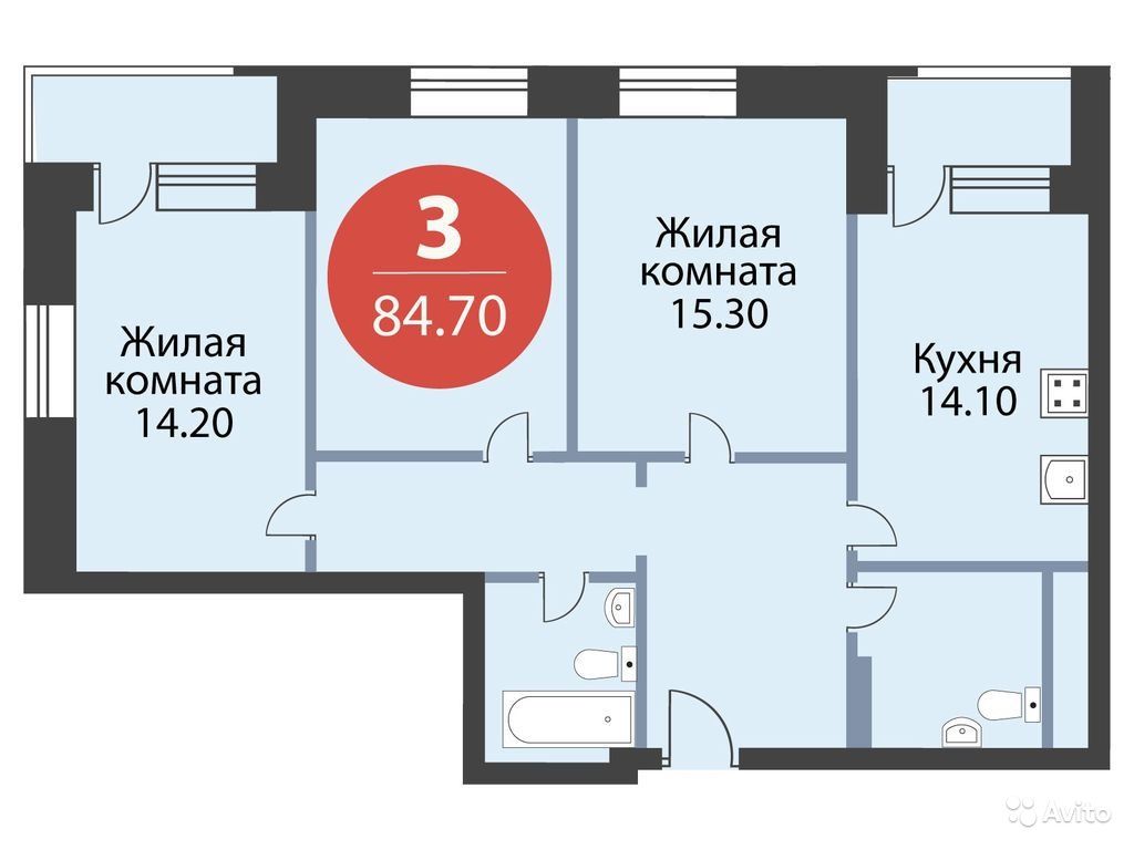 3-к квартира, 84.7 м², 6/23 эт. в Москве. Фото 1