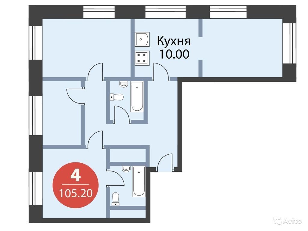 4-к квартира, 105.2 м², 12/23 эт. в Москве. Фото 1