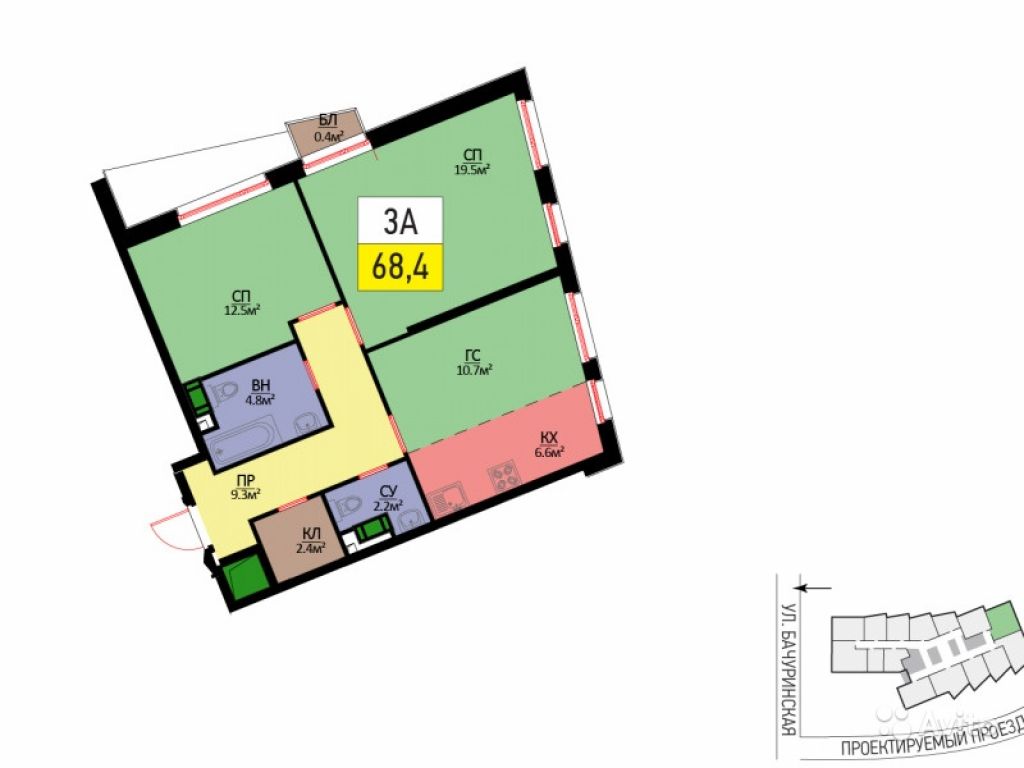 3-к квартира, 68 м², 17/24 эт. в Москве. Фото 1