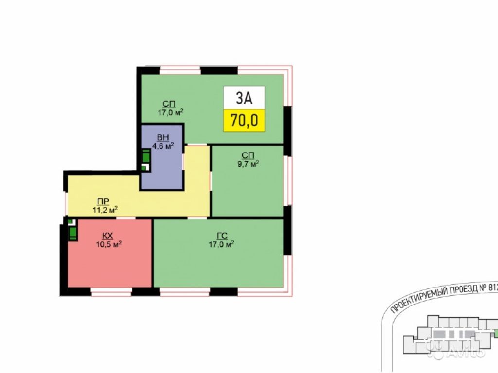 3-к квартира, 70 м², 9/24 эт. в Москве. Фото 1