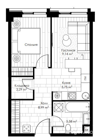 1-к квартира, 41.4 м², 4/16 эт. в Москве. Фото 1