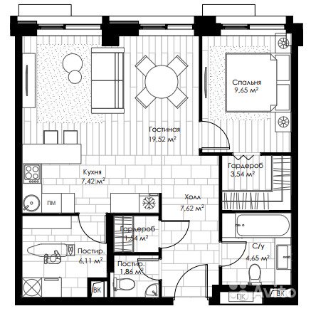 2-к квартира, 63.5 м², 9/16 эт. в Москве. Фото 1