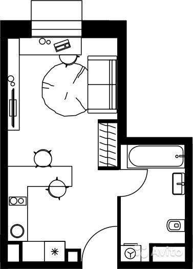 1-к квартира, 28 м², 3/5 эт. в Москве. Фото 1