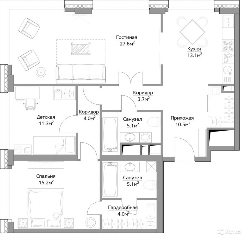 3-к квартира, 99.6 м², 32/42 эт. в Москве. Фото 1