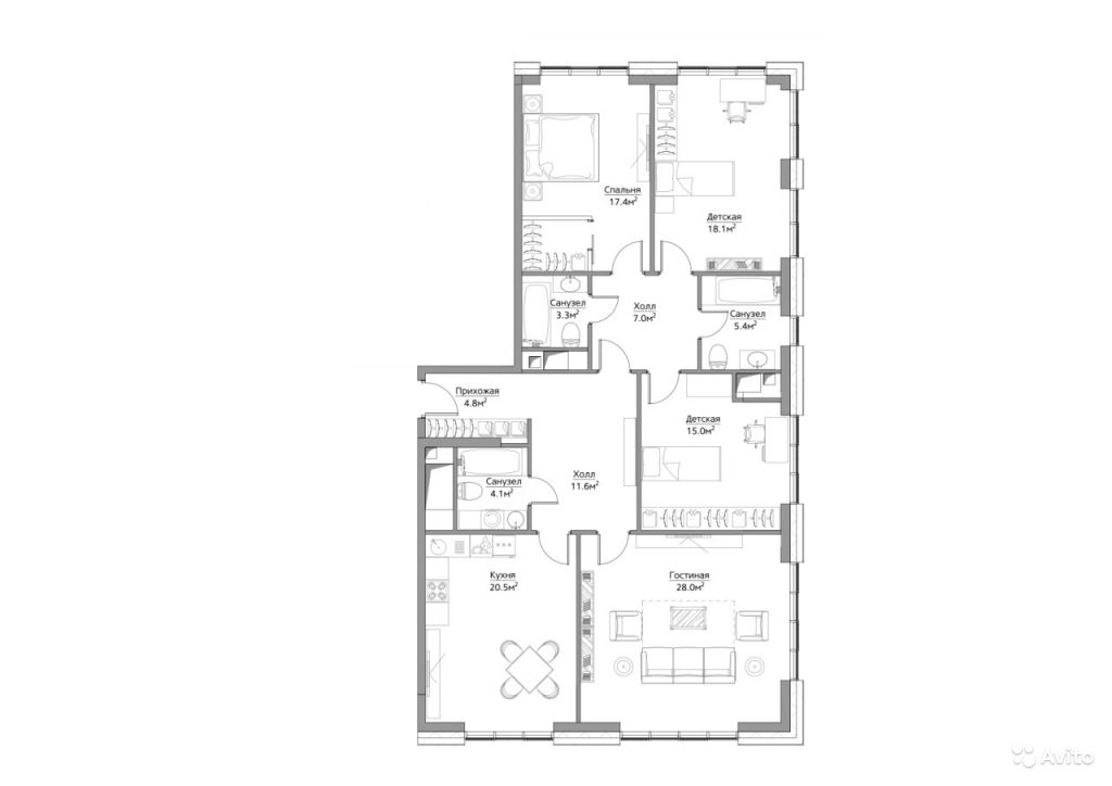 4-к квартира, 135.2 м², 14/42 эт. в Москве. Фото 1