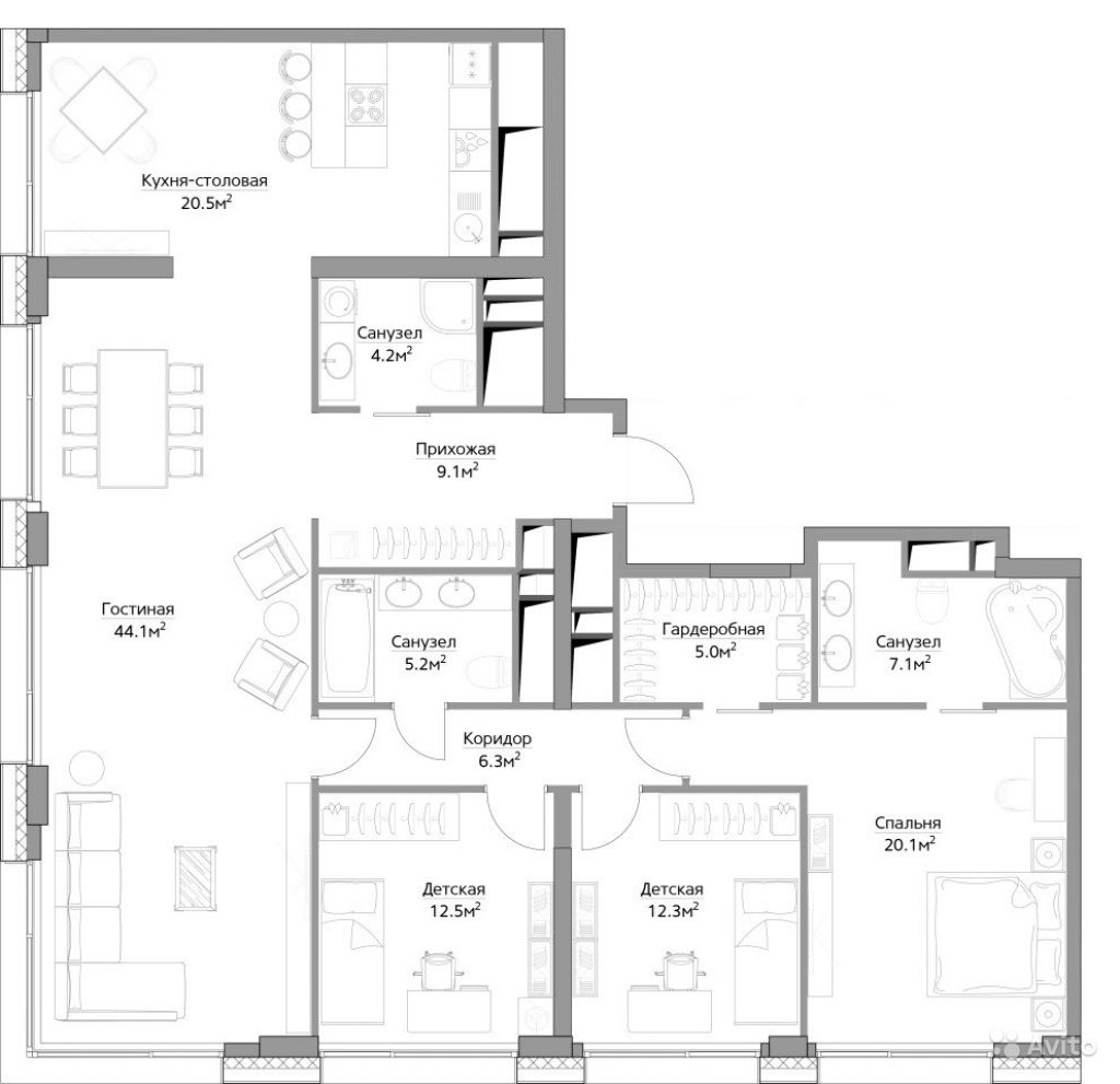 4-к квартира, 146.4 м², 32/42 эт. в Москве. Фото 1