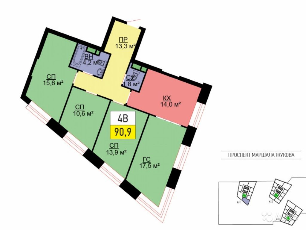 4-к квартира, 91 м², 16/53 эт. в Москве. Фото 1