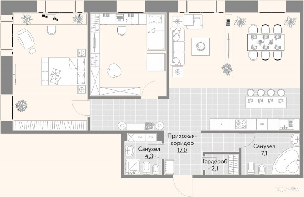 3-к квартира, 117.5 м², 3/7 эт. в Москве. Фото 1