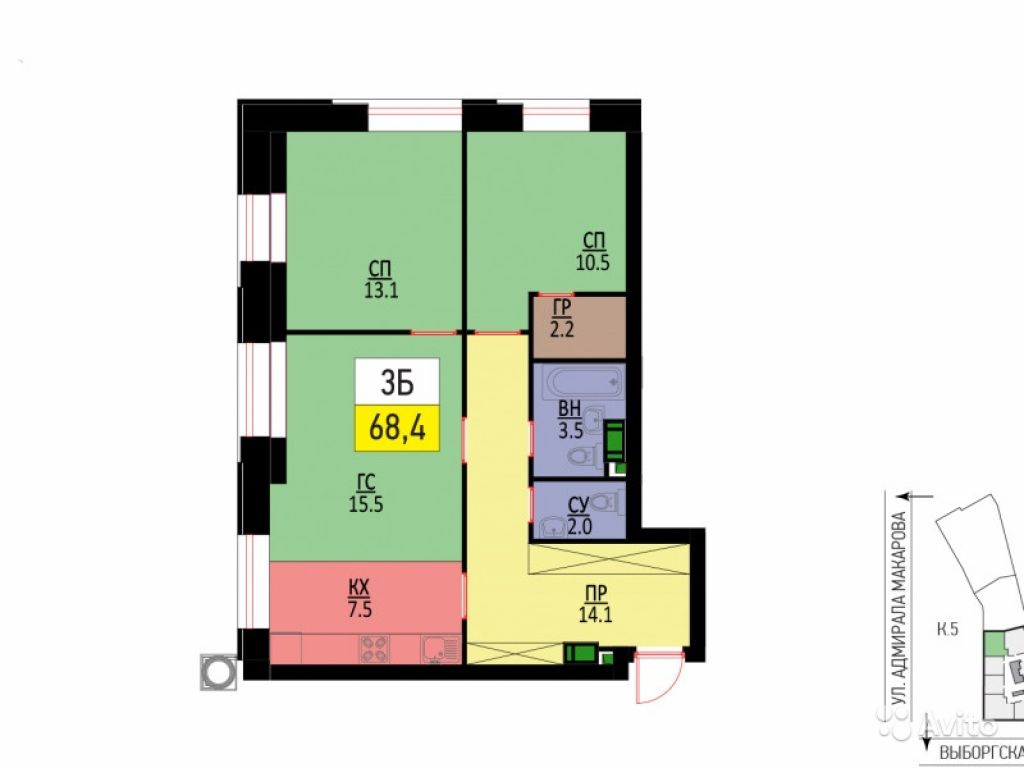 3-к квартира, 69 м², 23/28 эт. в Москве. Фото 1