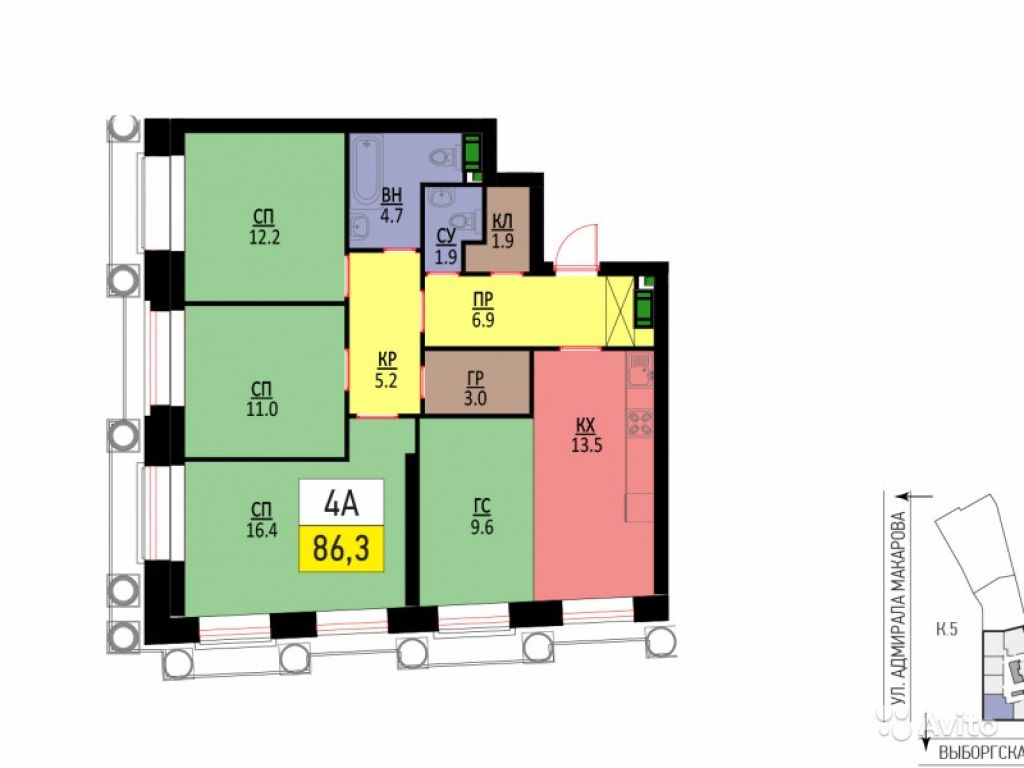 4-к квартира, 86 м², 23/28 эт. в Москве. Фото 1