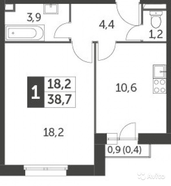 1-к квартира, 38.7 м², 2/22 эт. в Москве. Фото 1