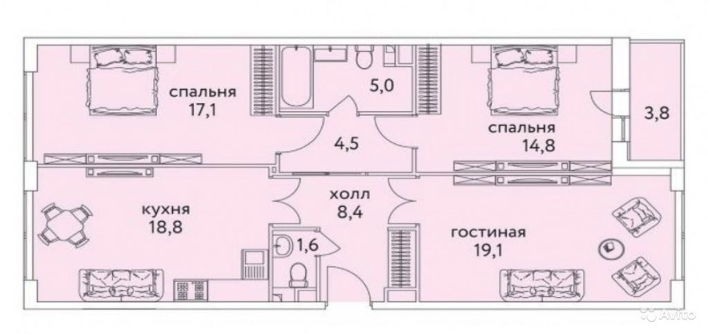 3-к квартира, 92 м², 3/8 эт. в Москве. Фото 1