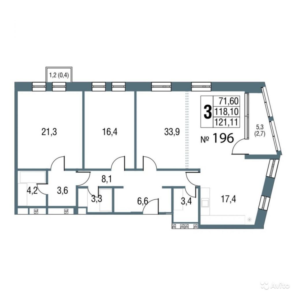 3-к квартира, 121.1 м², 2/16 эт. в Москве. Фото 1