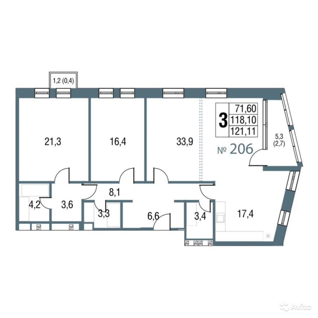 3-к квартира, 121.1 м², 4/16 эт. в Москве. Фото 1