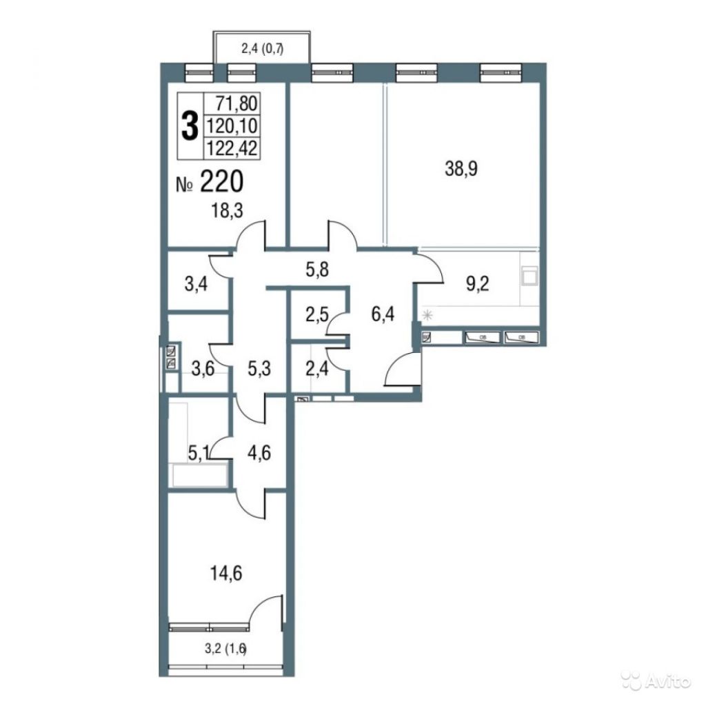 3-к квартира, 122.4 м², 6/16 эт. в Москве. Фото 1