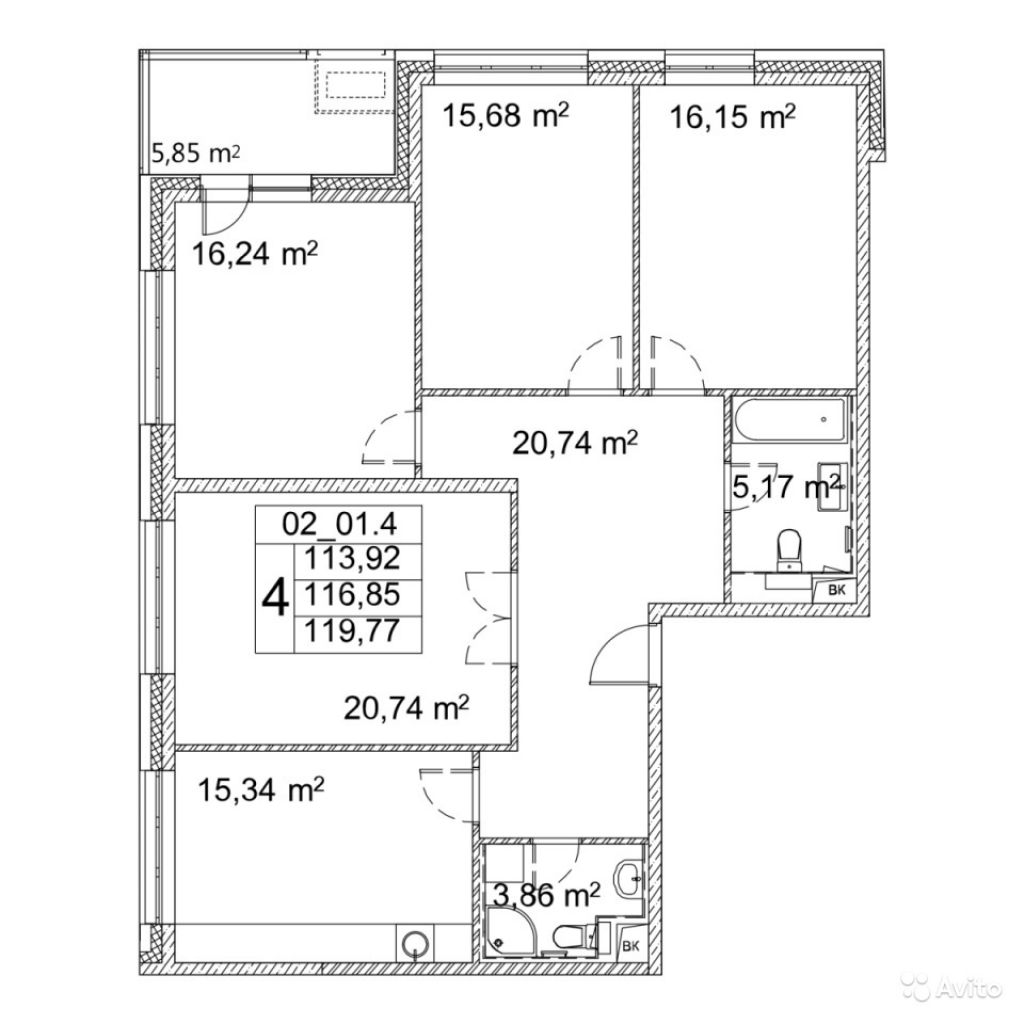 4-к квартира, 115.9 м², 3/15 эт. в Москве. Фото 1