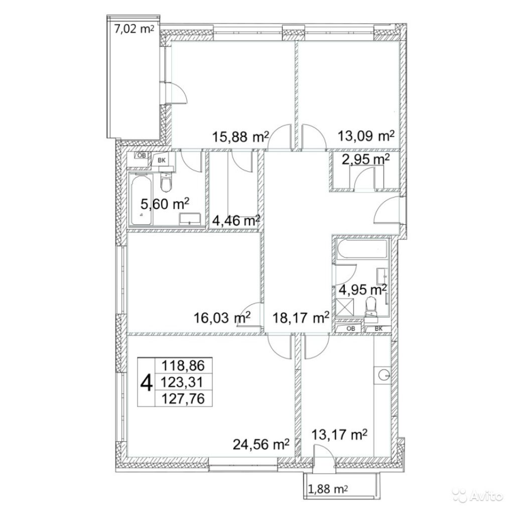 4-к квартира, 123.3 м², 6/7 эт. в Москве. Фото 1