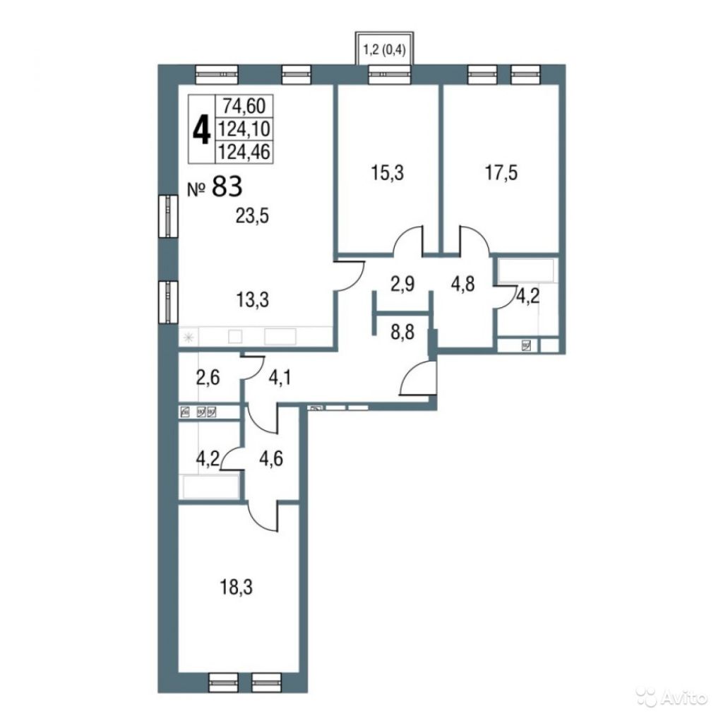 4-к квартира, 124.5 м², 3/16 эт. в Москве. Фото 1