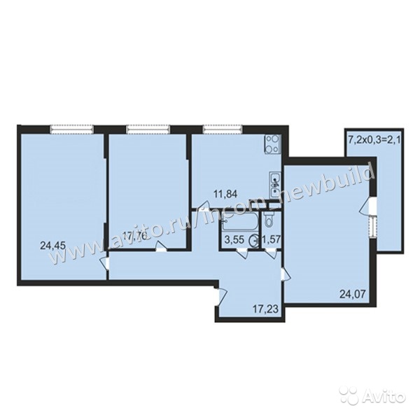 3-к квартира, 101.6 м², 5/17 эт. в Москве. Фото 1