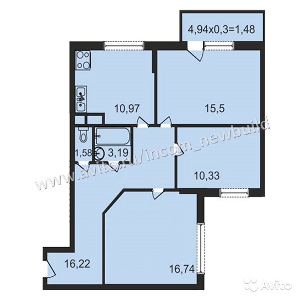 3-к квартира, 76.5 м², 17/17 эт. в Москве. Фото 1