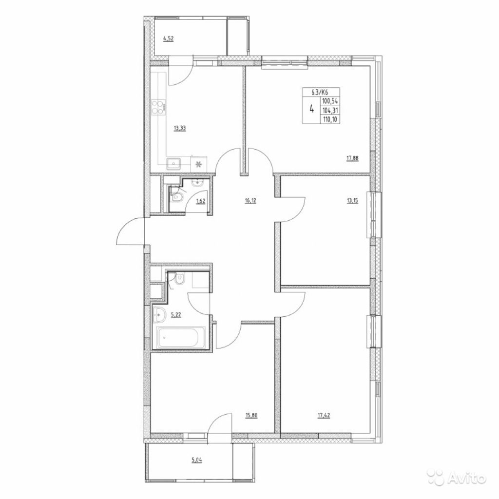 4-к квартира, 104.3 м², 3/21 эт. в Москве. Фото 1