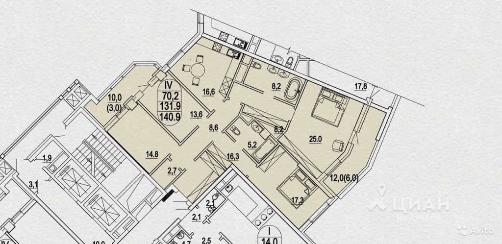 4-к квартира, 141 м², 8/18 эт. в Москве. Фото 1