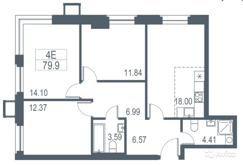 3-к квартира, 79.9 м², 1/21 эт. в Москве. Фото 1