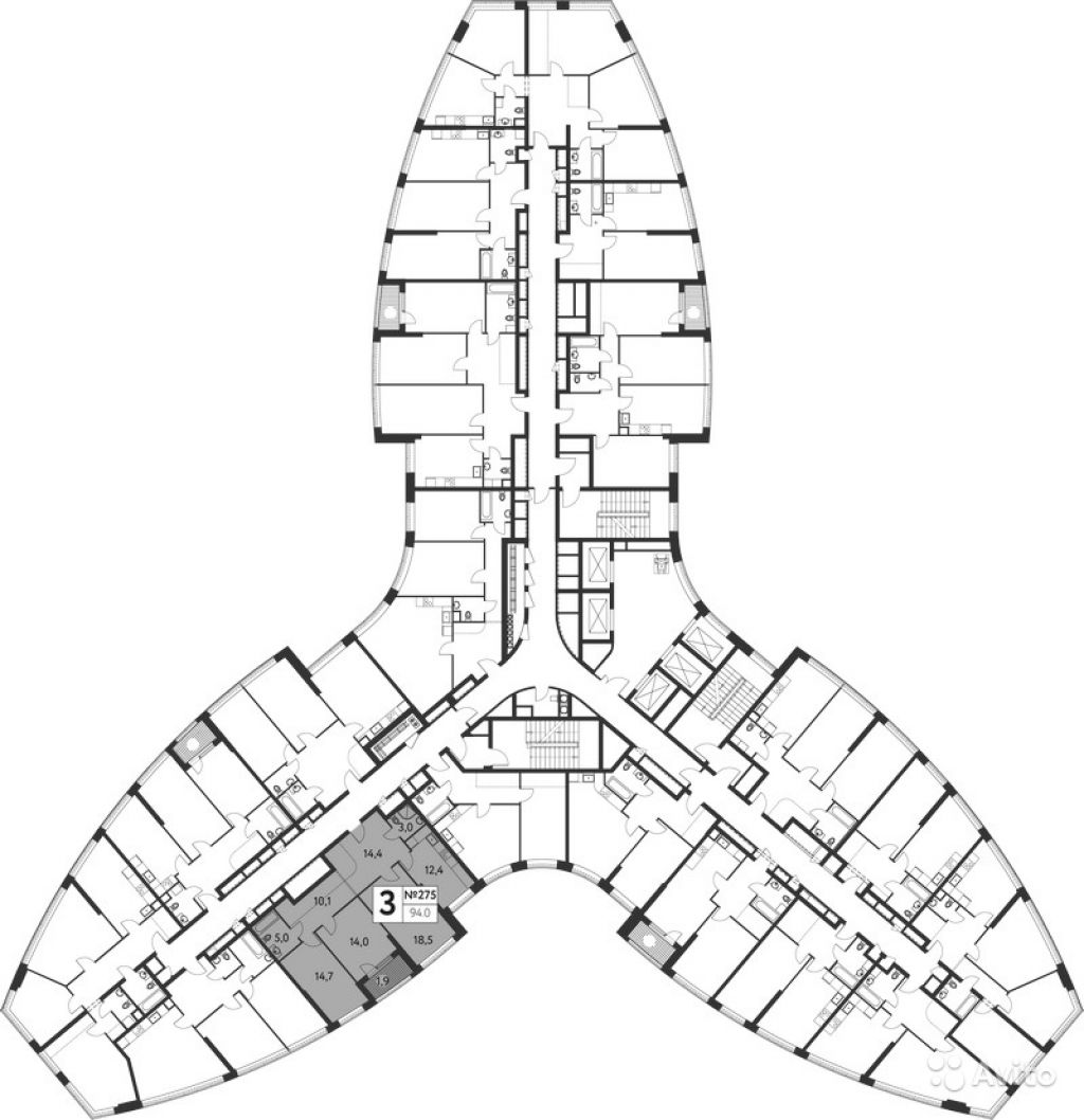 3-к квартира, 94 м², 17/21 эт. в Москве. Фото 1