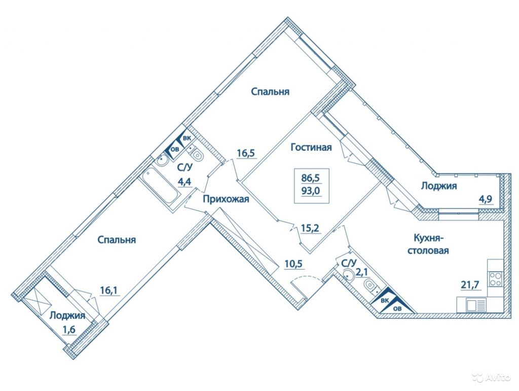 3-к квартира, 93 м², 14/24 эт. в Москве. Фото 1