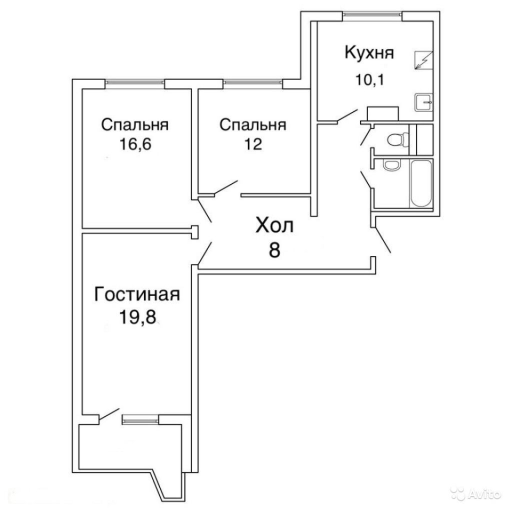 3-к квартира, 75 м², 14/17 эт. в Москве. Фото 1