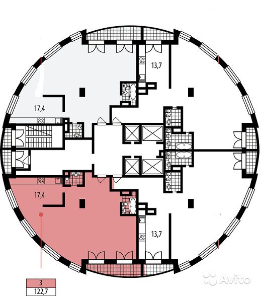 3-к квартира, 123 м², 9/17 эт. в Москве. Фото 1