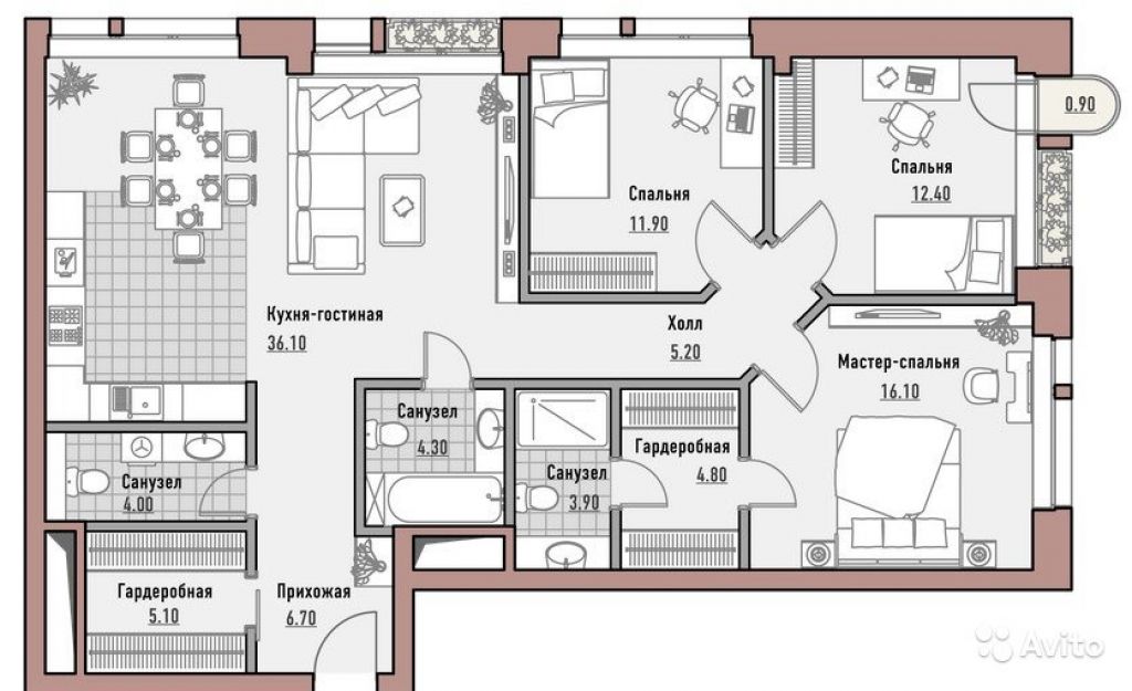 3-к квартира, 133.3 м², 2/10 эт. в Москве. Фото 1