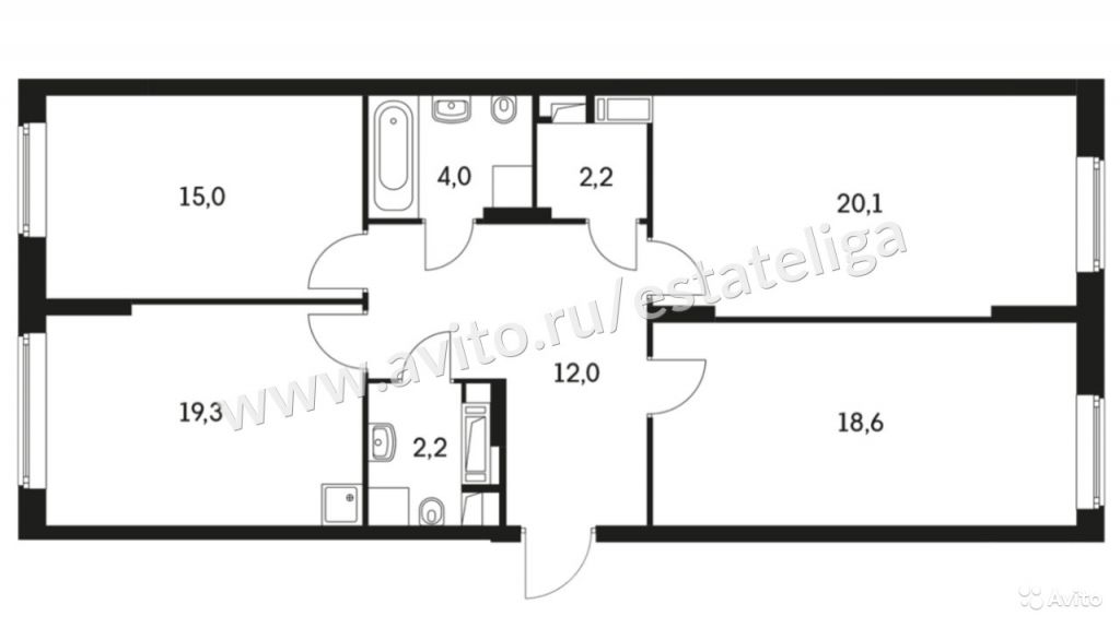 3-к квартира, 91 м², 7/22 эт. в Москве. Фото 1