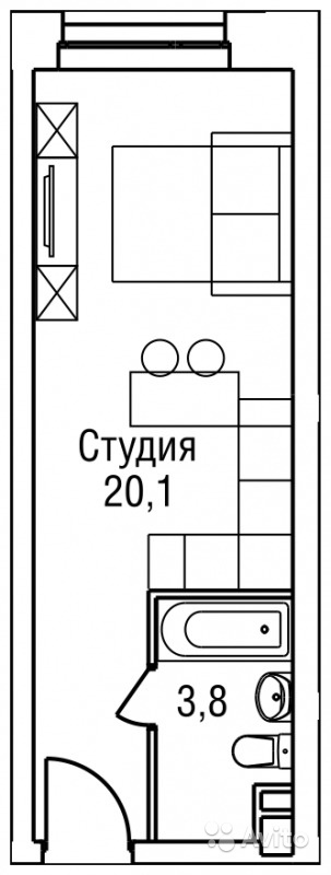 Продам квартиру в новостройке 1-к квартира 24 м² на 19 этаже 27-этажного монолитного дома в Москве. Фото 1