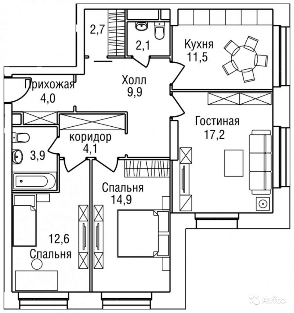 Продам квартиру в новостройке 3-к квартира 85 м² на 4 этаже 27-этажного монолитного дома в Москве. Фото 1