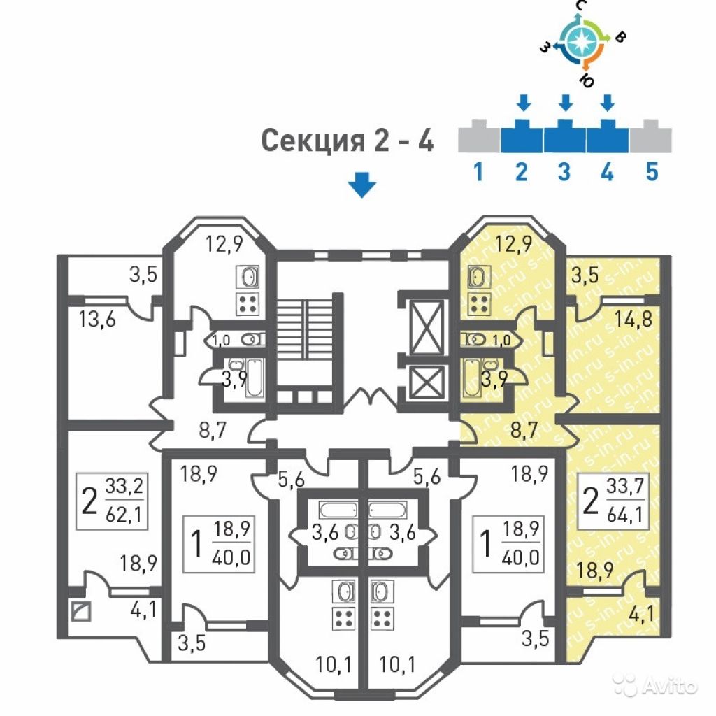 Продам квартиру 2-к квартира 64 м² на 11 этаже 17-этажного панельного дома в Москве. Фото 1