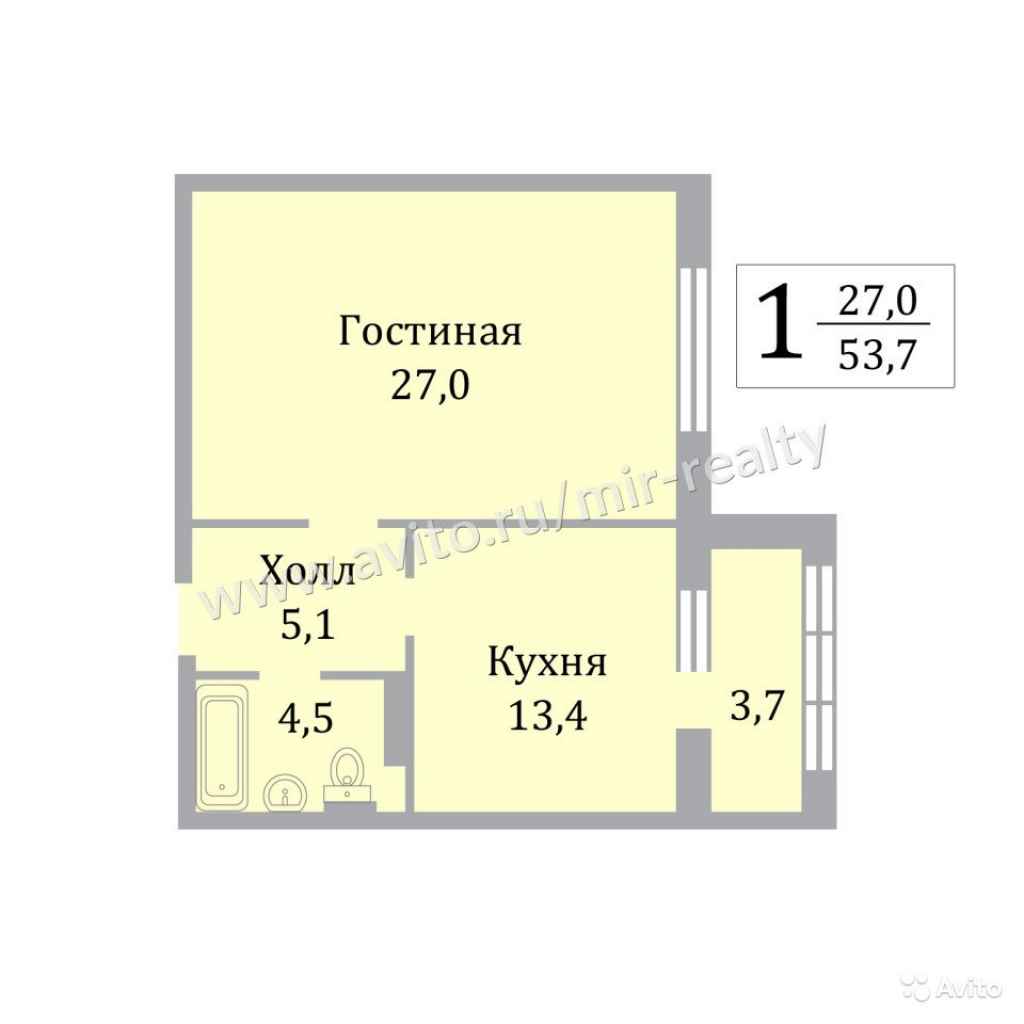 1-к квартира, 50 м², 11/17 эт. в Москве. Фото 1