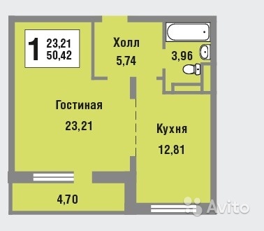 Продам квартиру 1-к квартира 50 м² на 7 этаже 8-этажного монолитного дома в Москве. Фото 1