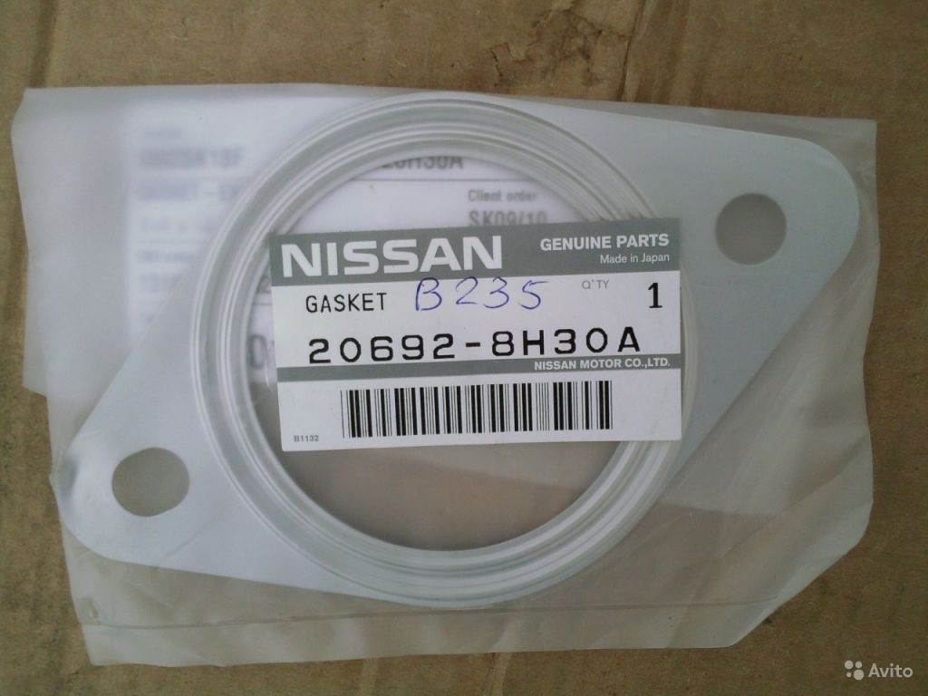 Прокладка глушителя резонатора Nissan 206928H30A в Москве. Фото 1
