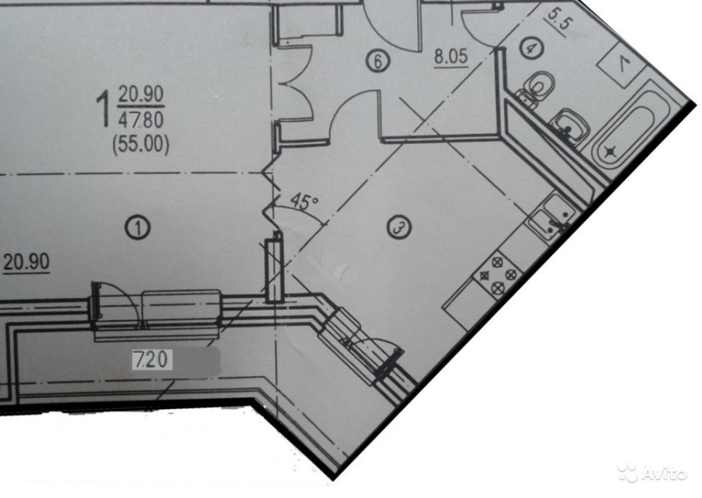 Продам квартиру 1-к квартира 47.8 м² на 5 этаже 11-этажного монолитного дома в Москве. Фото 1