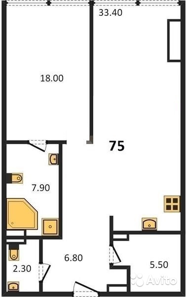 Продам квартиру 1-к квартира 75.8 м² на 10 этаже 12-этажного монолитного дома в Москве. Фото 1