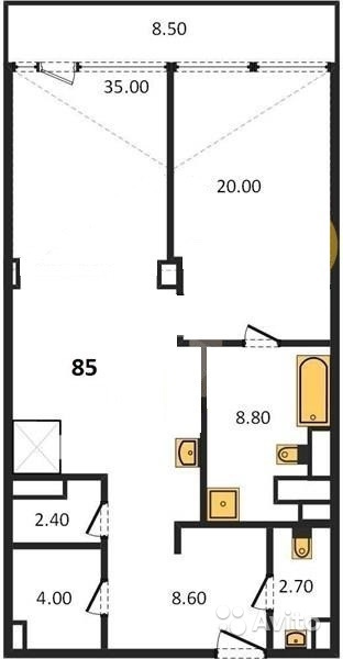 Продам квартиру 1-к квартира 85 м² на 12 этаже 12-этажного монолитного дома в Москве. Фото 1